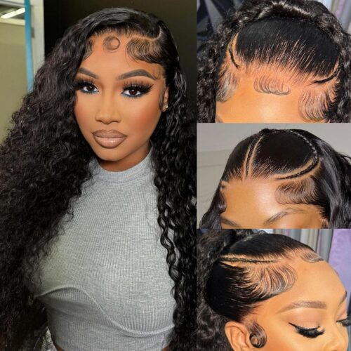 12 Inch Bob Wig Human Hair 220% Density 13x4 Deep Wave Lace Front Wigs Human Hair Curly Wigs for Black Women Short Bob Wigs Wet and Wavy Lace Frontal Wig (Copy) (Copy)