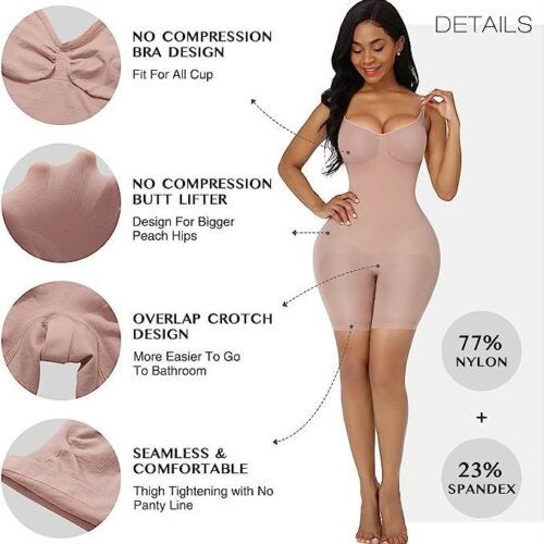 FeelinGirl Full-Body Sculpt Bodysuit: Tummy Control, Butt Lift & Thigh Slimmer