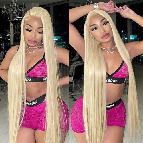 Radiant Blonde Glamour – 28” HD Lace Frontal Wig with Baby Hair & Glueless Comfort