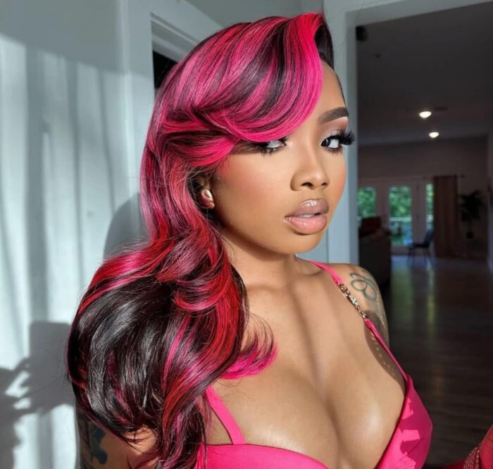 Ombre Black With Red Colored Wigs – Highlight Lace Front Wigs Human Hair Body Wave, Brazilian 5x5 Hd Lace Frontal Glueless Wigs