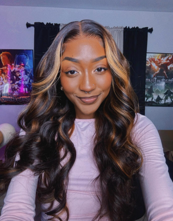 Balayage Skunk Stripe Glueless Lace Closure Wig – 6×5 HD Lace | Money Piece Highlights | 100% Human Hair