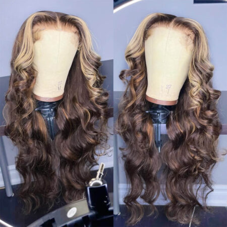 Balayage Skunk Stripe Glueless Lace Closure Wig – 6×5 HD Lace | Money Piece Highlights | 100% Human Hair - Image 5