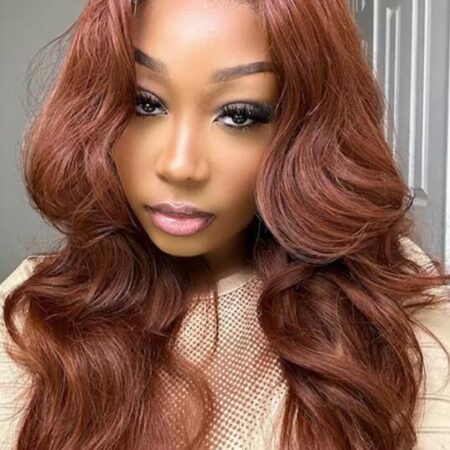 PapaHair Beauty | Reddish Brown Curtain Bangs Body Wave 6×5 Pre-cut HD Glueless Wig - Image 5