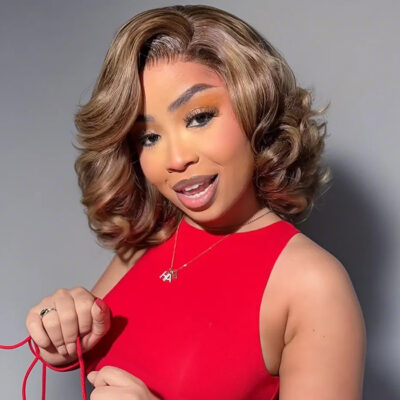 PapaHair Beauty | Honey Blonde Highlight Bouncy Loose Wave Glueless Wig