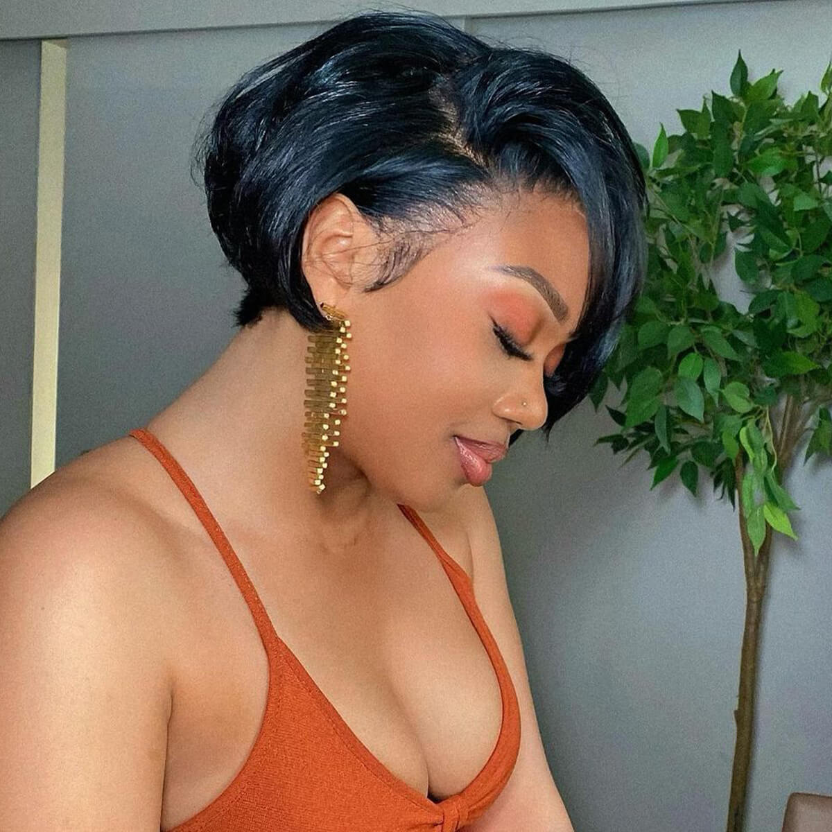 Pixie Cut Straight Glueless Wig – 8 Inch, 6×4 Invisible Lace, 180% Density