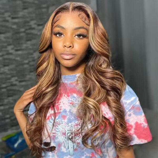Honey Blonde Balayage Straight-to-Wave Lace Front Wig – 13×4 | 180% Density | 100% Human Hair