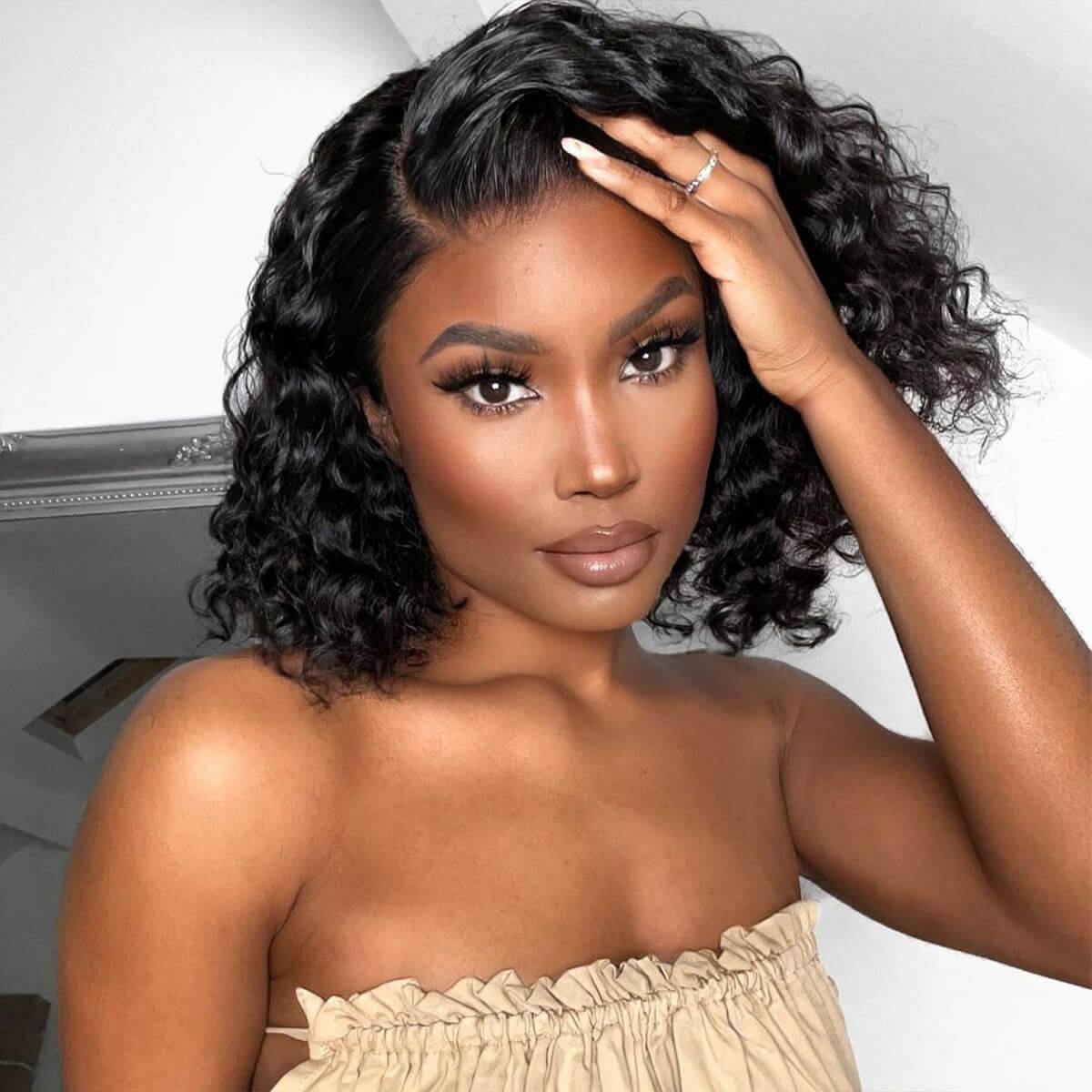 Water Wave Short Bob Wigs – 150% Density Glueless, Human Hair, 13×4 Lace Front