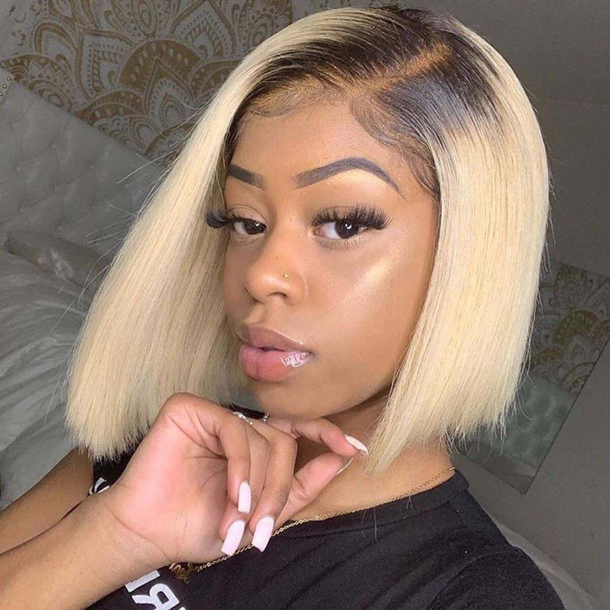PapaHair Beauty | Ombre Blonde #4/613 Straight Bob Lace Front Human Hair Wigs