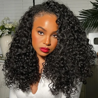 PapaHair Beauty | Bouncy Deep Wave V-Part Wig – 180% Density, 100% Human Hair