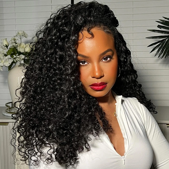 PapaHair Beauty | Bouncy Deep Wave V-Part Wig – 180% Density, 100% Human Hair