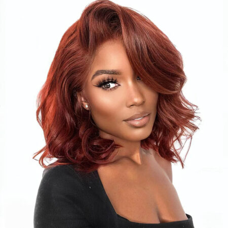PapaHair Beauty | Reddish Brown Short Cut Loose Body 6×5 Pre-bleached Knots Glueless Wig – 180% Density - Image 2
