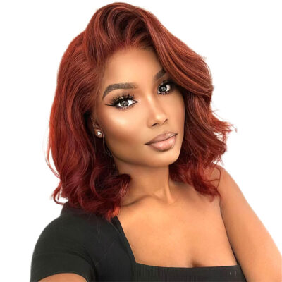 PapaHair Beauty | Reddish Brown Short Cut Loose Body 6×5 Pre-bleached Knots Glueless Wig – 180% Density