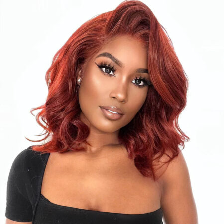 PapaHair Beauty | Reddish Brown Short Cut Loose Body 6×5 Pre-bleached Knots Glueless Wig – 180% Density - Image 3