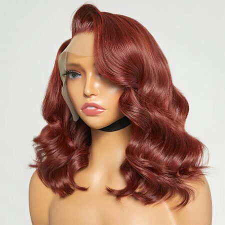 PapaHair Beauty | Reddish Brown Short Cut Loose Body 6×5 Pre-bleached Knots Glueless Wig – 180% Density - Image 7
