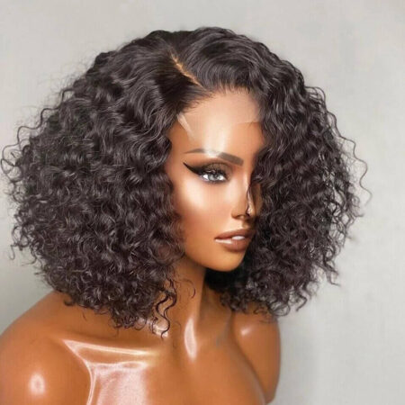 PapaHair Beauty | 13×4 Lace Frontal Deep Curly Short Cut Wig – Side Part Glueless, 180% Density - Image 4