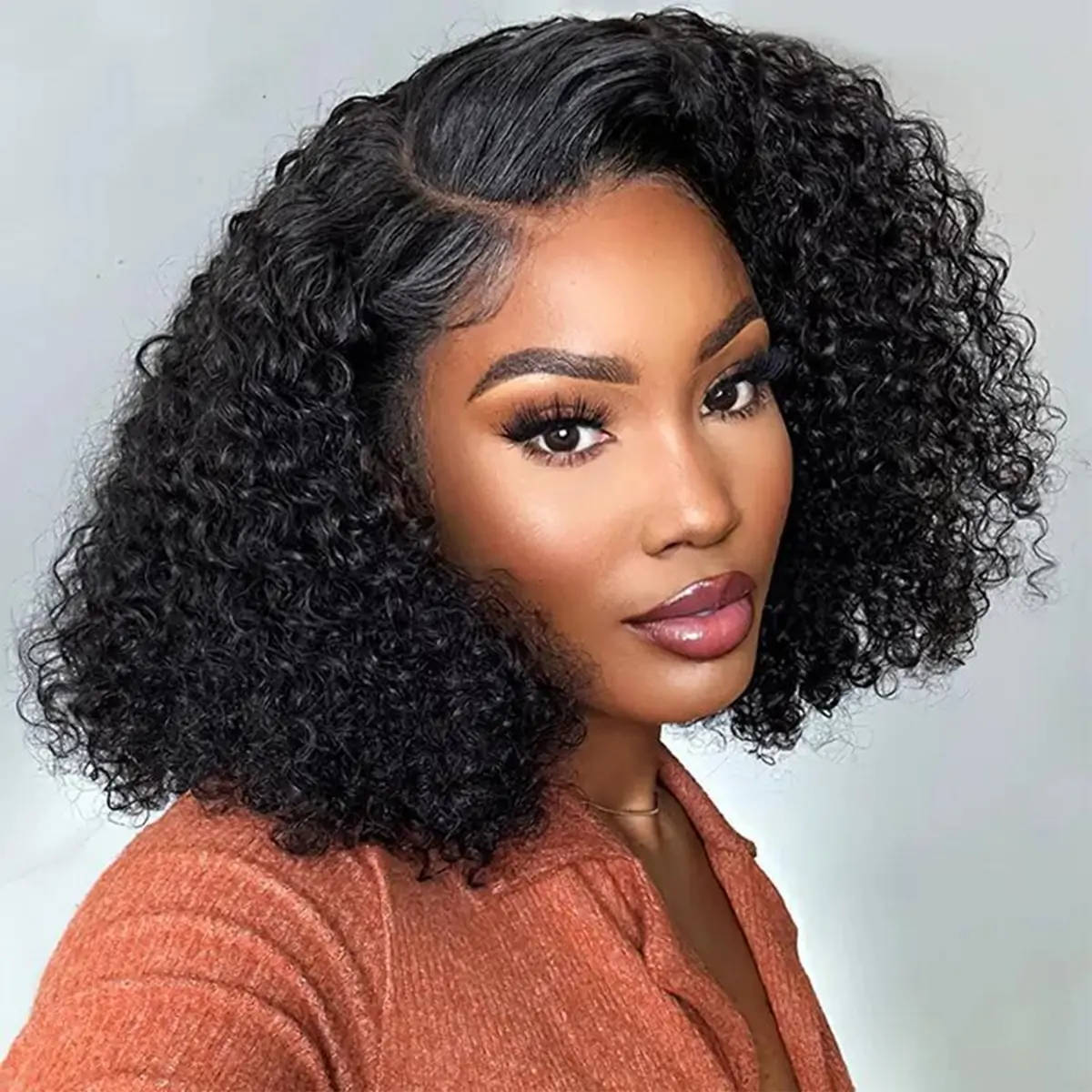 PapaHair Beauty | 13×4 Lace Frontal Deep Curly Short Cut Wig – Side Part Glueless, 180% Density