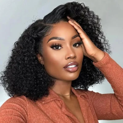 PapaHair Beauty | 13×4 Lace Frontal Deep Curly Short Cut Wig – Side Part Glueless, 180% Density