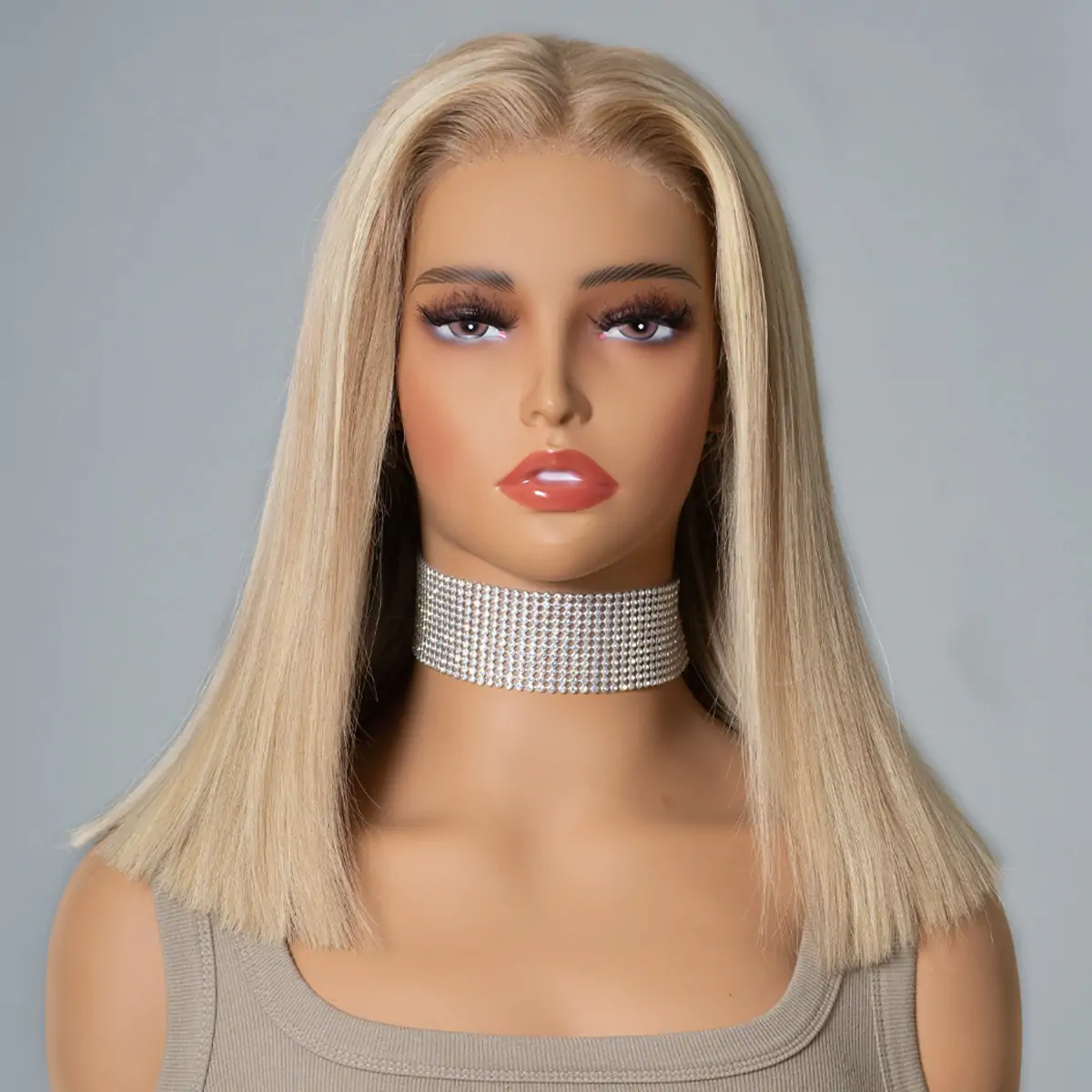 PapaHair Beauty | P16/613 Blonde Highlight Straight Bob Wig – 13×6 Lace Front, Human Hair, 180% Density