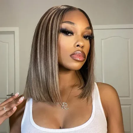 PapaHair Beauty |  Balayage Honey Blonde Highlight Bob Wig – 6×5 Pre-cut Lace Glueless, 180% Density - Image 2