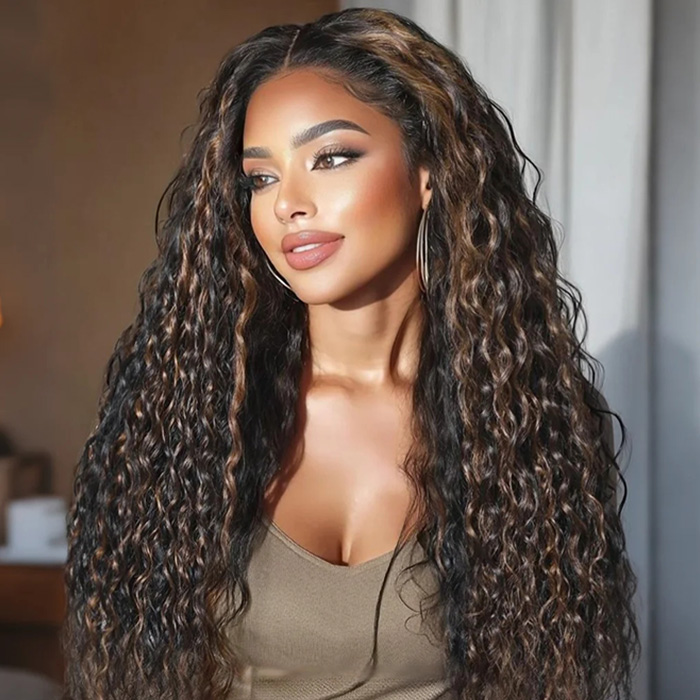 PapaHair Beauty | Highlighted Water Wave Glueless HD Lace Wig – 6×5 | 180% Density
