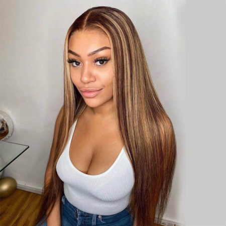 P4/27 Honey Blonde Highlight Straight Glueless HD Lace Wig – 6×5 | 180% Density - Image 3