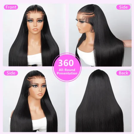 Pre-Braided Straight Glueless HD Lace Wig – 9×6 | Snug Fit | One Size - Image 5