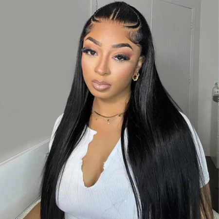 Pre-Braided Straight Glueless HD Lace Wig – 9×6 | Snug Fit | One Size - Image 2