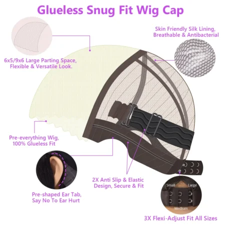 Pre-Braided Straight Glueless HD Lace Wig – 9×6 | Snug Fit | One Size - Image 6
