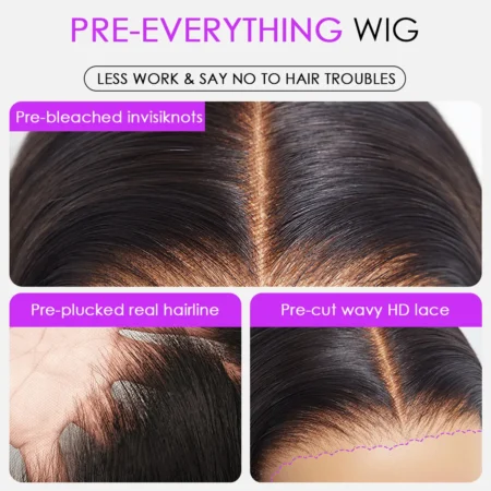Pre-Braided Straight Glueless HD Lace Wig – 9×6 | Snug Fit | One Size - Image 3