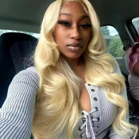 613 Blonde Curtain Bangs Body Wave Glueless HD Lace Wig – 6×5 | 180% Density - Image 7