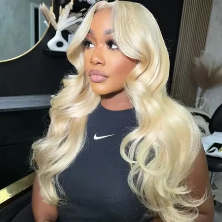 613 Blonde Curtain Bangs Body Wave Glueless HD Lace Wig – 6×5 | 180% Density - Image 8