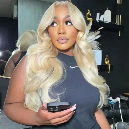 613 Blonde Curtain Bangs Body Wave Glueless HD Lace Wig – 6×5 | 180% Density - Image 2