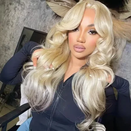 613 Blonde Curtain Bangs Body Wave Glueless HD Lace Wig – 6×5 | 180% Density - Image 10