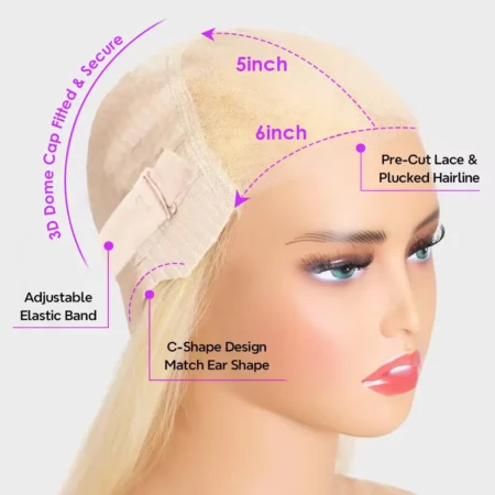 613 Blonde Curtain Bangs Body Wave Glueless HD Lace Wig – 6×5 | 180% Density - Image 3