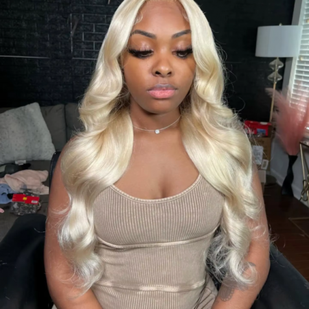 613 Blonde Curtain Bangs Body Wave Glueless HD Lace Wig – 6×5 | 180% Density - Image 4