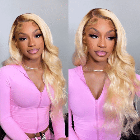 PapaHair Beauty | Dark Rooted Ombre 613 Blonde Lace Front Wig – 13×4 | 180% Density - Image 2