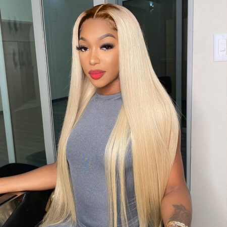 PapaHair Beauty | Dark Rooted Ombre 613 Blonde Lace Front Wig – 13×4 | 180% Density - Image 5