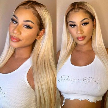 PapaHair Beauty | Dark Rooted Ombre 613 Blonde Lace Front Wig – 13×4 | 180% Density - Image 3