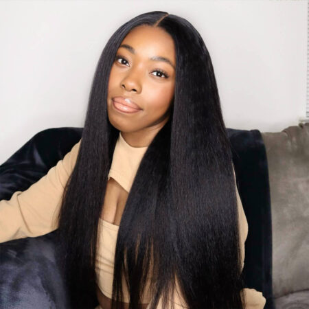 PapaHair Beauty | Kinky Straight Glueless HD Lace Wig – 6×5 | Pre-Bleached Knots | 250% Density - Image 6