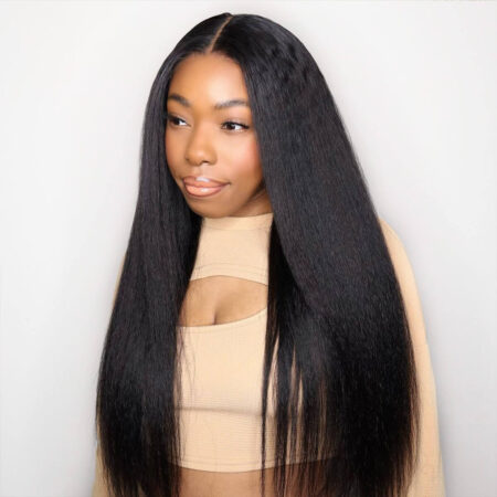 PapaHair Beauty | Kinky Straight Glueless HD Lace Wig – 6×5 | Pre-Bleached Knots | 250% Density - Image 5