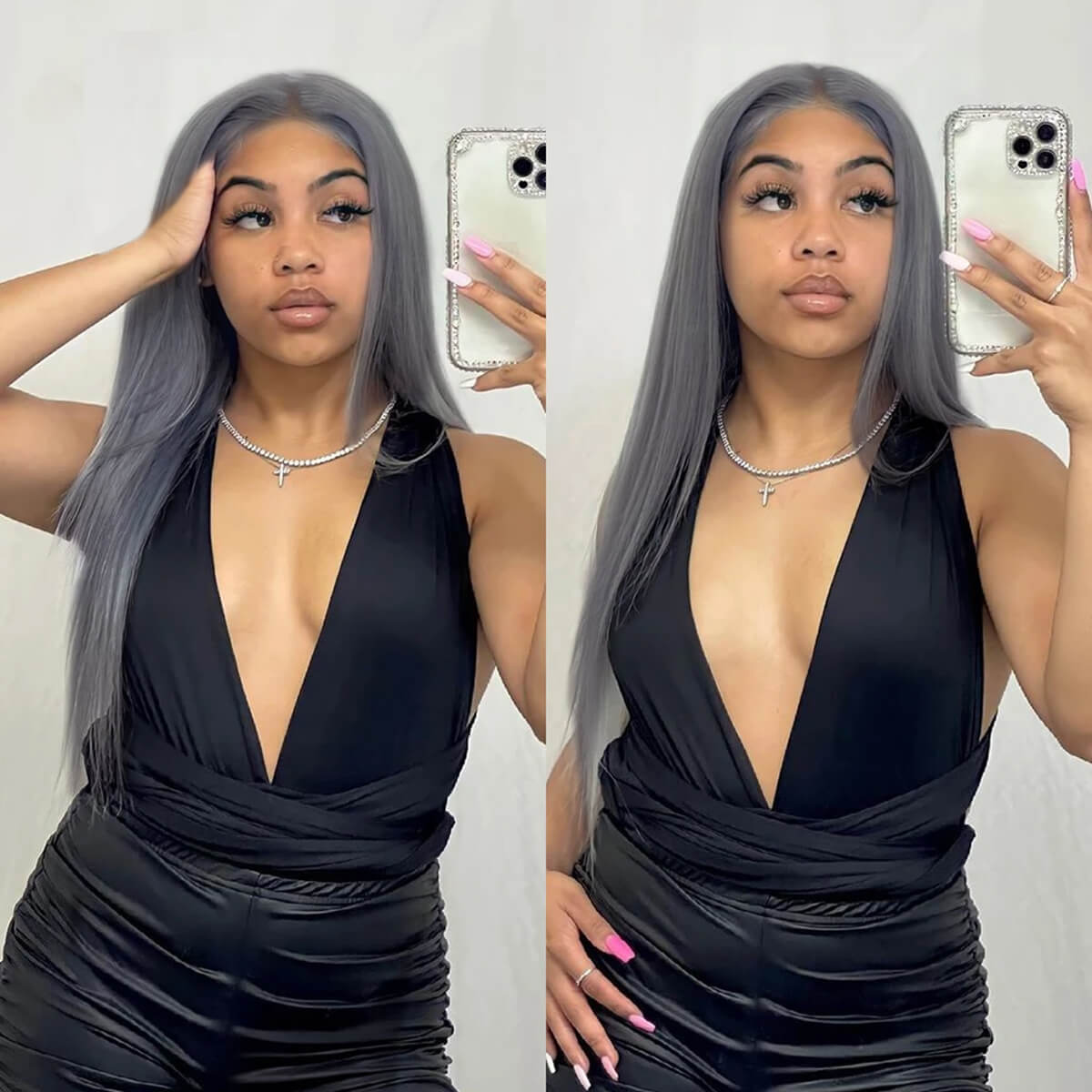 13×4 Colorful Straight Lace Front Wigs – Pink/Yellow Colored Human Hair, 180% Density - Image 3