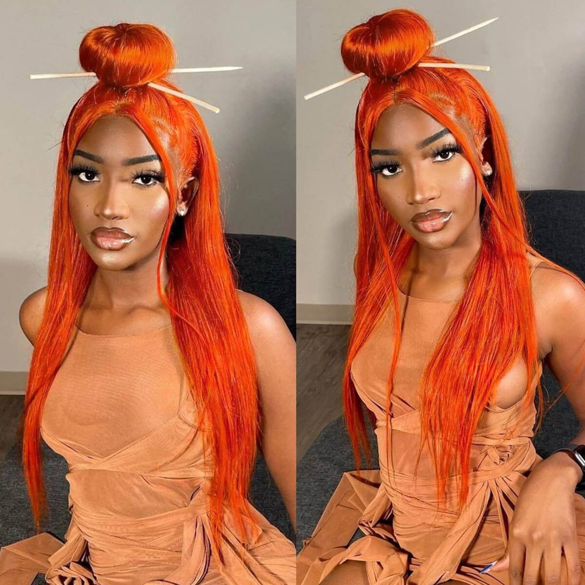 13×4 Colorful Straight Lace Front Wigs – Pink/Yellow Colored Human Hair, 180% Density - Image 9