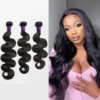 Close-up of unprocessed body wave hair showing natural curl pattern