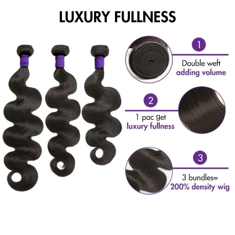 PapaHair Beauty | Brazilian Body Wave Virgin Human Hair Bundle Set – 3 Bundles | 100% Unprocessed
