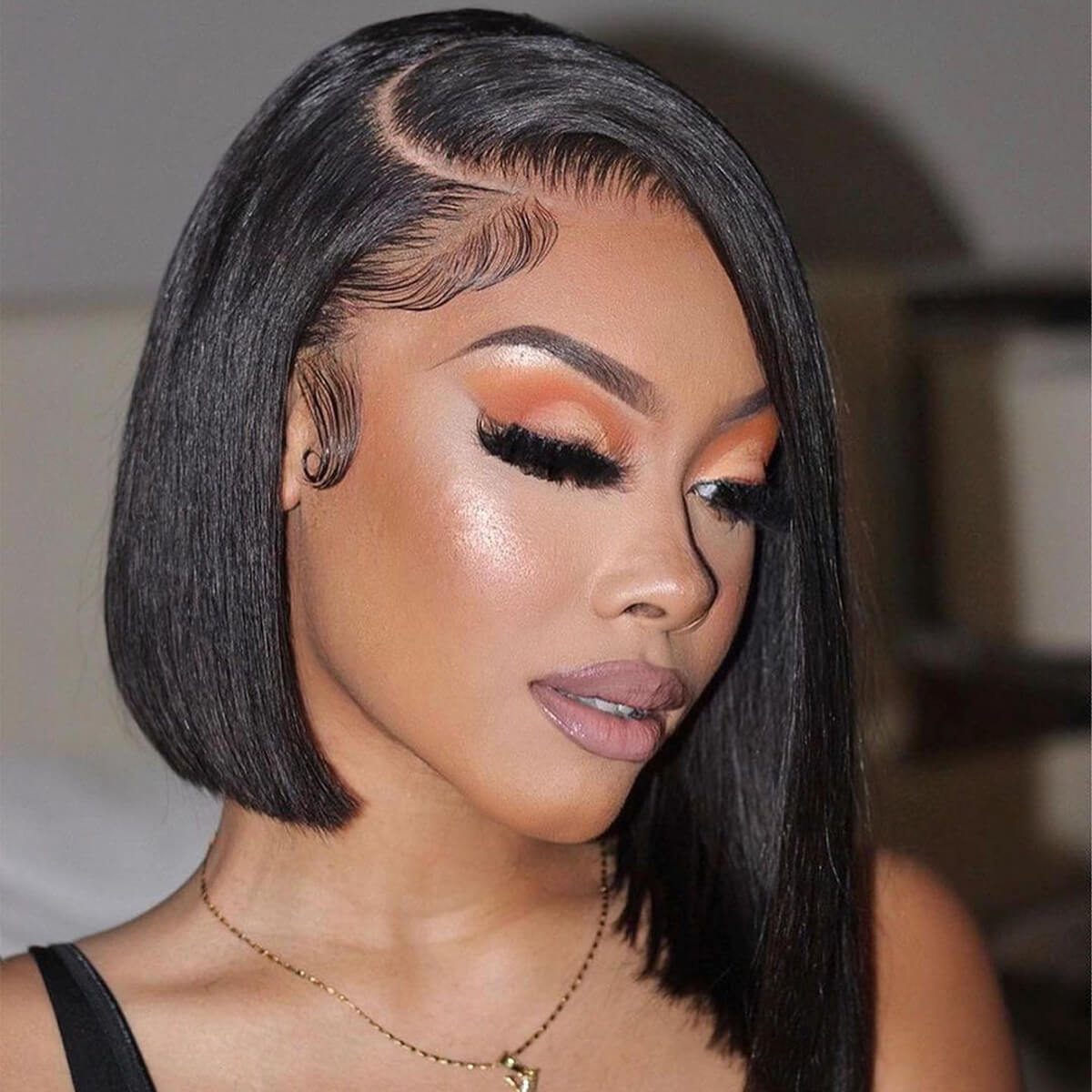 Super Double Drawn Bone Straight Bob Wig – Blunt Cut, 6×5 Natural C-Side Part Glueless Straight Bob Wig (Vietnam Hair) - Image 8