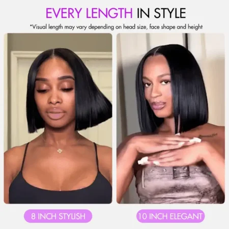 Sleek Blunt Cut Bone Straight Bob Wig – 2×6 Inch Deep Part, Realistic Lace, Vietnam Hair, 220% Density - Image 2