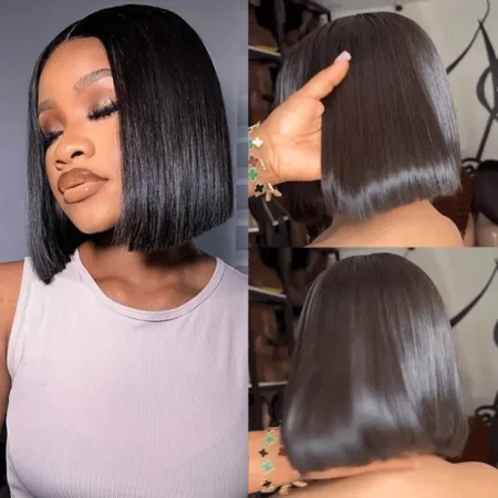 Sleek Blunt Cut Bone Straight Bob Wig – 2×6 Inch Deep Part, Realistic Lace, Vietnam Hair, 220% Density - Image 3