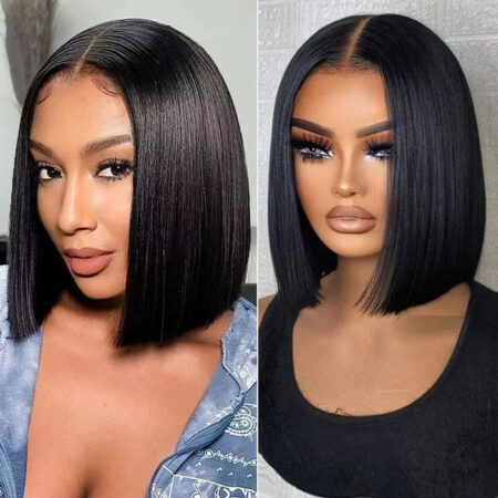 Sleek Blunt Cut Bone Straight Bob Wig – 2×6 Inch Deep Part, Realistic Lace, Vietnam Hair, 220% Density - Image 7