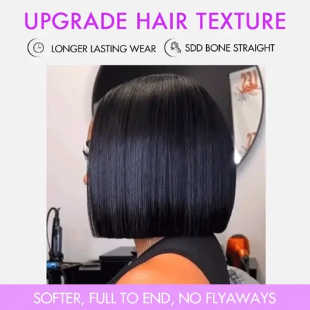 Sleek Blunt Cut Bone Straight Bob Wig – 2×6 Inch Deep Part, Realistic Lace, Vietnam Hair, 220% Density - Image 6