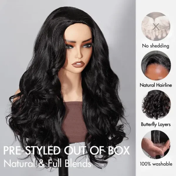 Pre-Layered Yaki Body Half Wig – Flip Over Quick Weave Glueless Install, 100% Natural Hairline